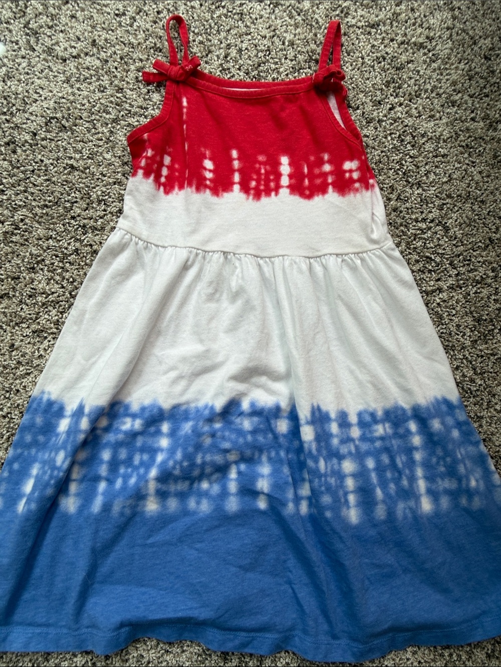 Jumping Beans Girls Red, White & Blue Tie-Dye Tank Sundress size 8